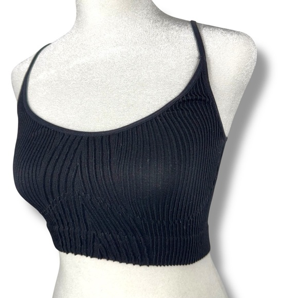 Free People Kick Back Ribbed Seamless Cami Bra Bralette, Black, Size XS/S - Picture 6 of 12